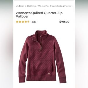 Maroon L.L. Bean quarter zip quilted pullover - Women’s M - LIKE NEW